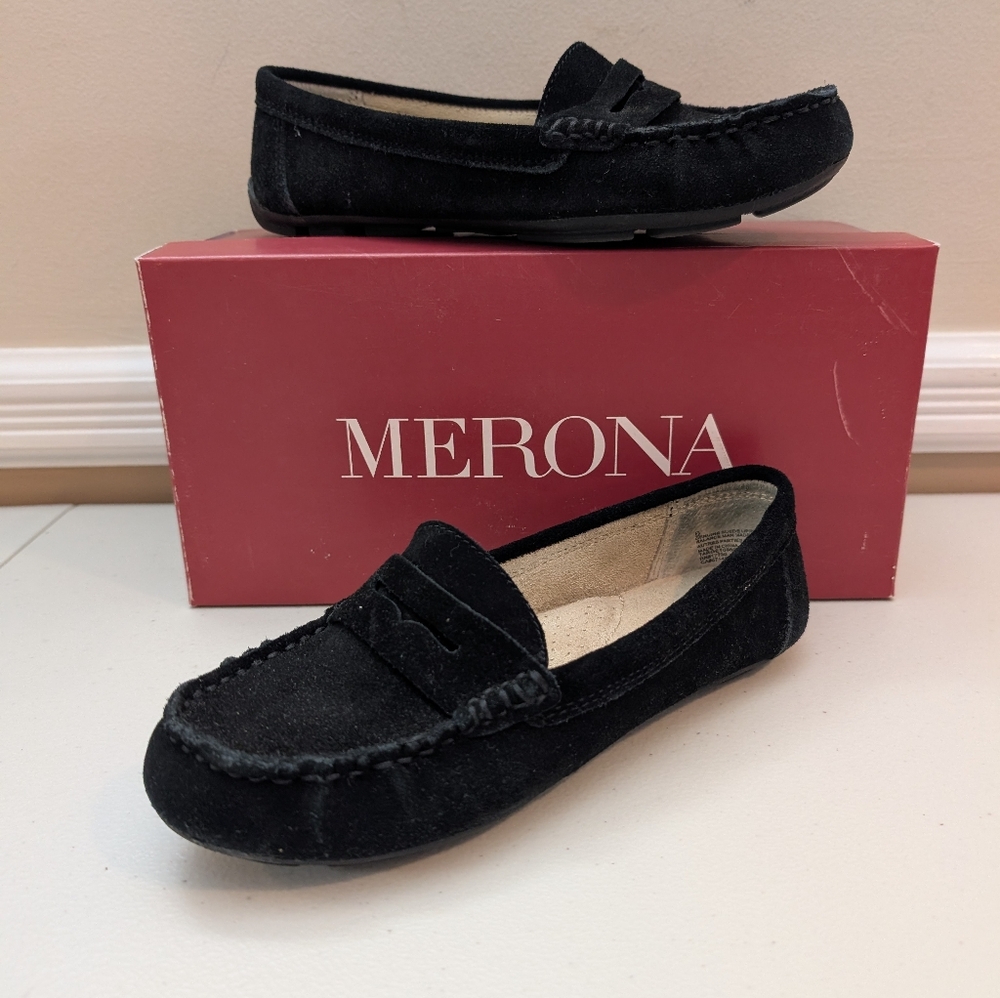 Merona Women's Elegant Black Suede Loafers Size 6